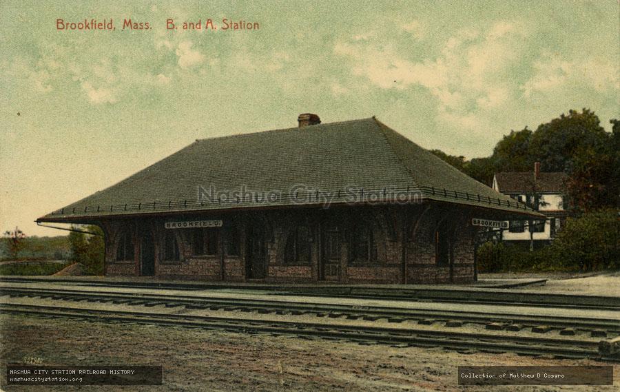 Postcard: Brookfield, Massachusetts. Boston & Albany Station